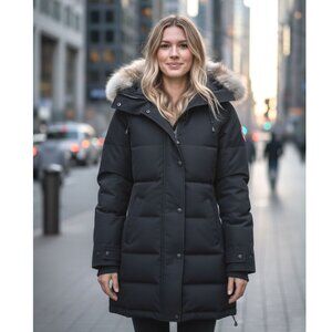 Canada Goose Shelburne Parka, Black 3802L, Womens Size XXSmall